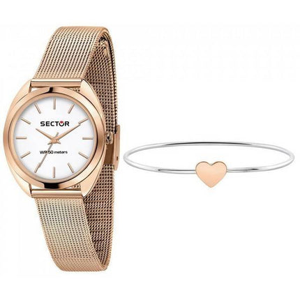 Sector 955 White Matt Urskive Rose Gold Tone Rustfrit Steel Quartz R3253518515 Dameur