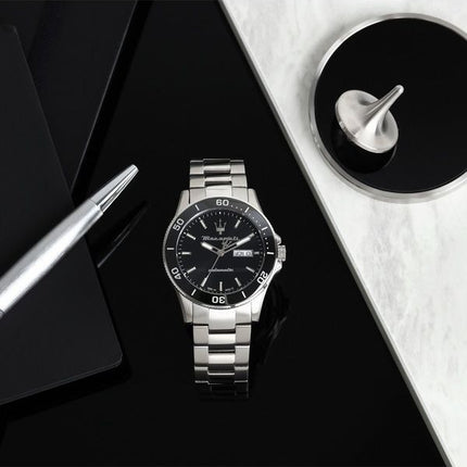 Maserati Competizione rustfrit stål sort skive automatisk R8823100002 100M herreur