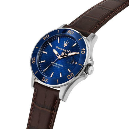 Maserati Competizione læderrem Blue Dial Quartz R8851100004 100M herreur