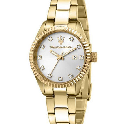 Maserati Competizione Gold Tone rustfrit stål Quartz R8853100506 100M dameur