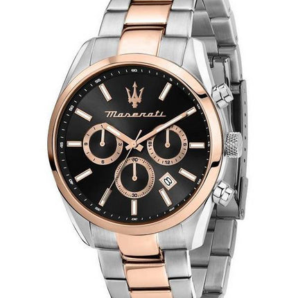 Maserati Successo Tofarvet rustfrit stål hvid skive Solar R8853151002 herreur