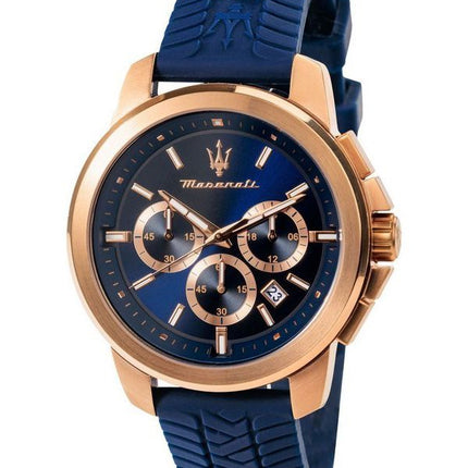 Maserati Successo Lifestyle Chronograph gummirem Blue Dial Quartz R8871621034 Herreur