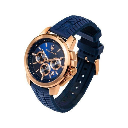 Maserati Successo Lifestyle Chronograph gummirem Blue Dial Quartz R8871621034 Herreur