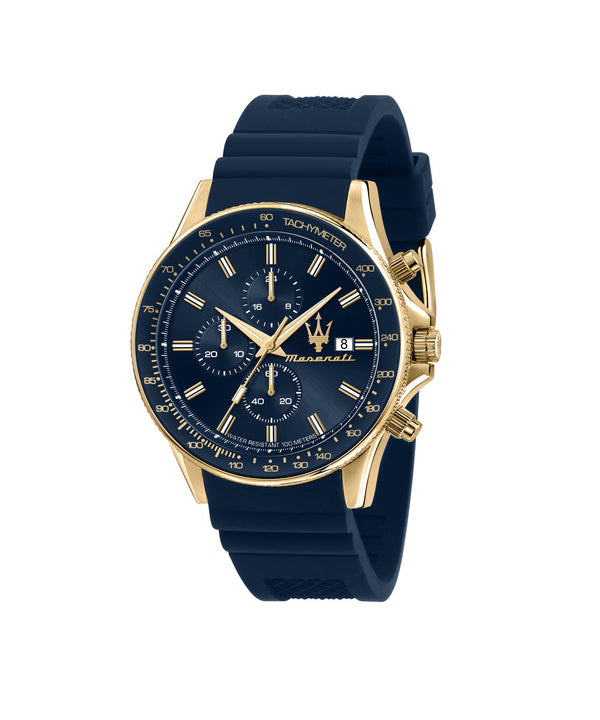 Maserati Sfida Chronograph Blue Sunray Dial Quartz R8871640004 100M herreur