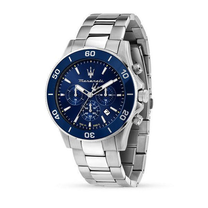 Maserati Competizione Chronograph rustfrit stål Blue Dial Quartz R8873600002 100M herreur