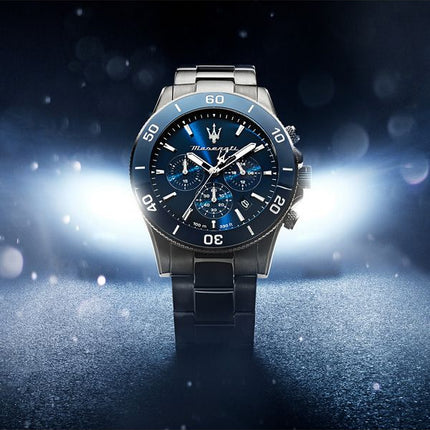 Maserati Competizione Chronograph rustfrit stål Blue Dial Quartz R8873600005 100M herreur