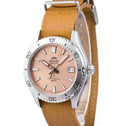 Orient Sports læderrem Abrikosurskive Automatisk dykker RA-AC0Q05P10B RA-AC0Q05P30B 200M herreur