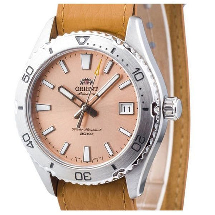 Orient Sports læderrem Abrikosurskive Automatisk dykker RA-AC0Q05P10B RA-AC0Q05P30B 200M herreur