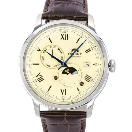 Orient Bambino Version 9 sol- og månefase champagneurskive Automatisk RA-AK0803Y10B RA-AK0803Y30B herreur