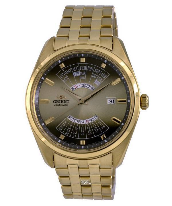 Orient Contemporary flerårskalender guldtoneskive automatisk RA-BA0001G10B herreur
