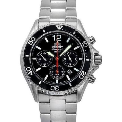 Orient Chronograph rustfrit stål sort skive Solar Diver&#39,s RA-TX0202B10B 200M herreur