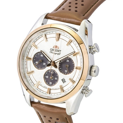 Orient Contemporary Chronograph Læderrem Hvid Skive Quartz RA-TX0306S Herreur