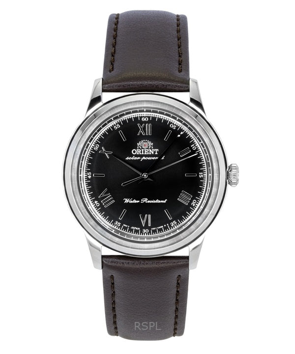 Orient Bambino læderrem med sort urskive Solar RA-WK0004L herreur