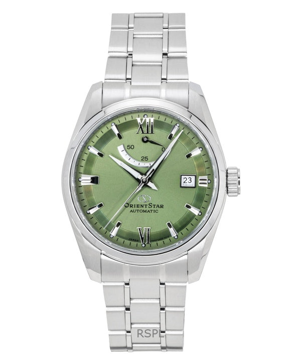 Orient Star moderne rustfrit stål grøn urskive automatisk RE-AU0107E 100M herreur