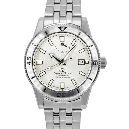 Orient Star 1964 1. udgave rustfrit stål sølvfarvet urskive automatisk dykkerur RE-AU0502S 200M herreur