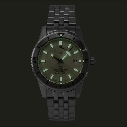 Orient Star 1964 1. udgave rustfrit stål sølvfarvet urskive automatisk dykkerur RE-AU0502S 200M herreur