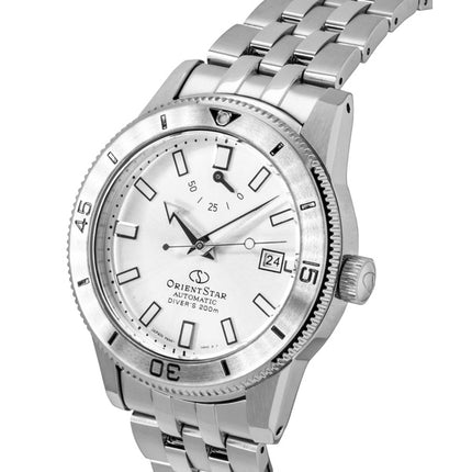 Orient Star 1964 1. udgave rustfrit stål sølvfarvet urskive automatisk dykkerur RE-AU0502S 200M herreur
