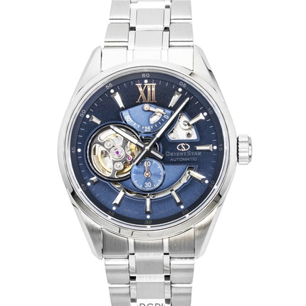 Orient Star Keshiki Limited Edition rustfrit stål åbent hjerte blå grå urskive automatisk RE-AV0132L 100M herreur