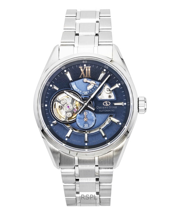 Orient Star Keshiki Limited Edition rustfrit stål åbent hjerte blå grå urskive automatisk RE-AV0132L 100M herreur