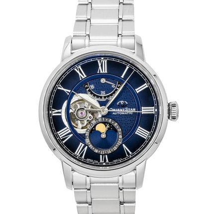 Orient Star M45 F7 Mekanisk Månefase Rustfrit Stål Marineblå Åben Hjerteskive Automatisk RE-BT0006L Herreur