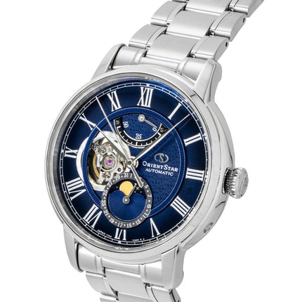Orient Star M45 F7 Mekanisk Månefase Rustfrit Stål Marineblå Åben Hjerteskive Automatisk RE-BT0006L Herreur