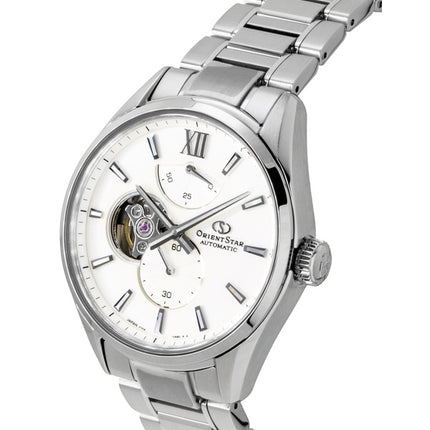 Orient Star Contemporary M34 F7 rustfrit stål halvskelet hvid urskive automatisk RE-BY0011S herreur