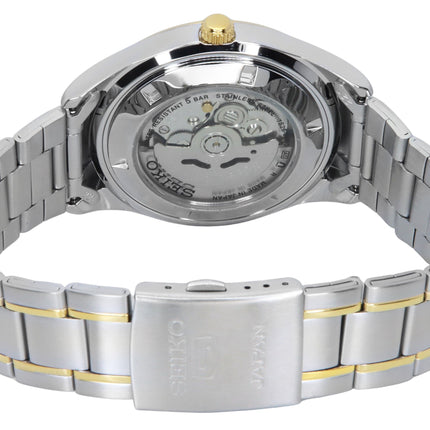 Renoveret Seiko 5 tofarvet rustfrit stål hvid arabisk urskive automatisk SNKP22J1 herreur