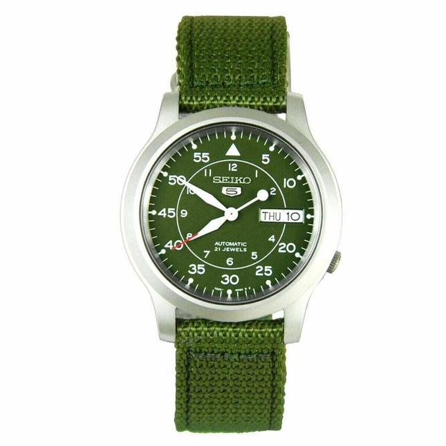 Renoveret Seiko 5 militær grøn urskive automatisk SNK805K2 herreur