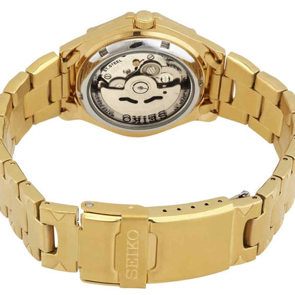 Renoveret Seiko 5 Sports guldfarvet rustfrit stål guld urskive automatisk SNZ450J1 100M herreur