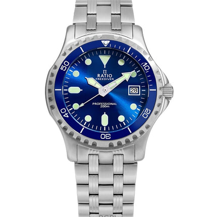 Ratio FreeDiver Professional Sapphire Blue Sunray Dial Kvarts RTF007 200M herreur