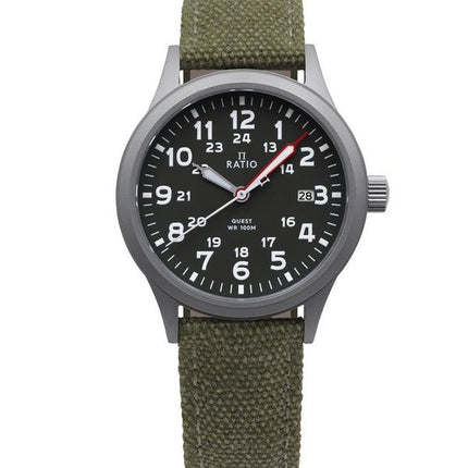 Ratio Quest Herre Field Watch Sapphire Canvas Rem Khaki Green Dial Quartz RTQ029 100M Lewis And Clark Edition