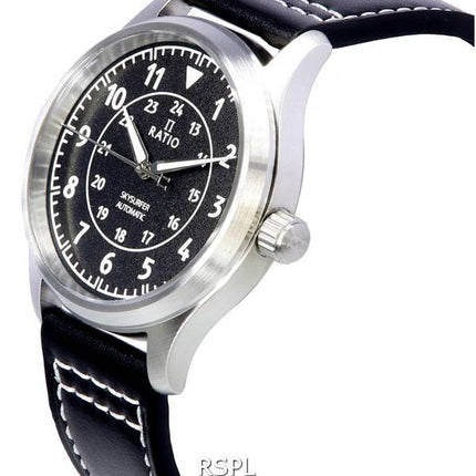 Ratio Skysurfer Pilot sort tekstureret skive læder automatisk RTS310 200M herreur