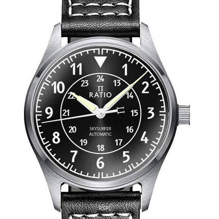 Ratio Skysurfer Pilot Sort Sunray Dial Læder Automatisk RTS314 200M herreur