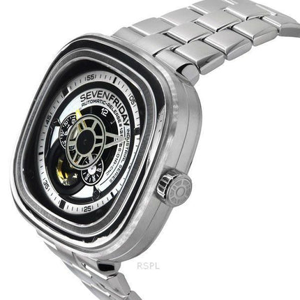 Sevenfriday P-Series NFC Black And White Open Heart Dial Automatisk P1B/01M SF-P1B-01M herreur
