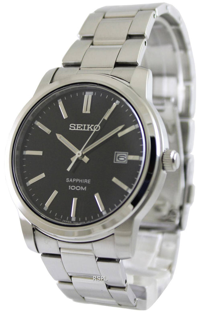 Seiko Quartz safir sort urskive SGEH05P1 SGEH05P Herreur