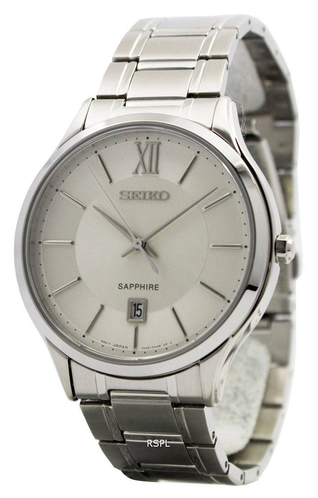 Seiko Quartz safir glas sølv Dial SGEH51P1 SGEH51P Herreur