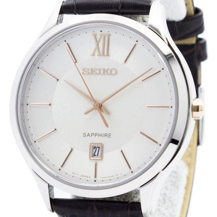 Seiko Quartz safir glas sølv Dial SGEH55P1 SGEH55P Herreur