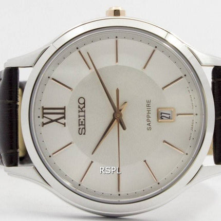 Seiko Quartz safir glas sølv Dial SGEH55P1 SGEH55P Herreur