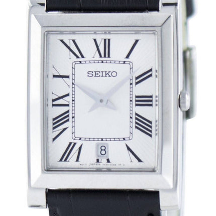 Seiko stilfulde rektangulære kvarts analoge SKP361 SKP361P1 SKP361P Herreur