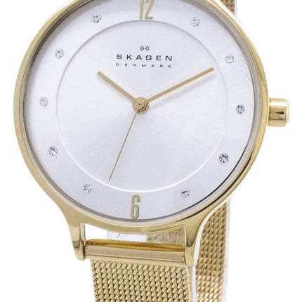 Skagen Anita guld Tone Mesh armbånd krystalliseret SKW2150 kvinders ur
