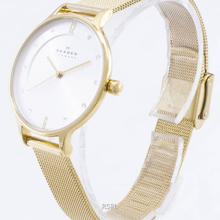 Skagen Anita guld Tone Mesh armbånd krystalliseret SKW2150 kvinders ur
