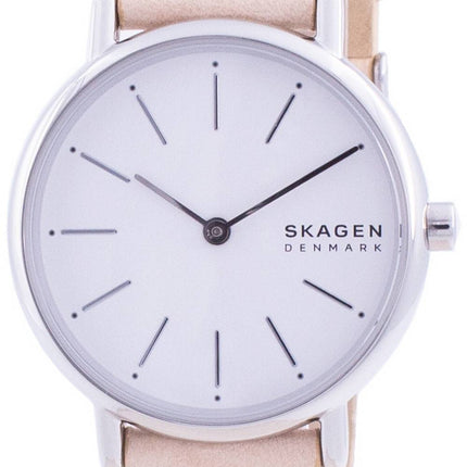 Skagen Signatur hvid urskive lyserød læderrem kvarts SKW2839 Dameur