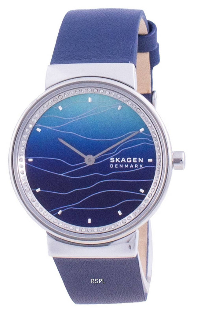 Skagen Annelie Blue Dial læderrem kvarts SKW2903 Dameur