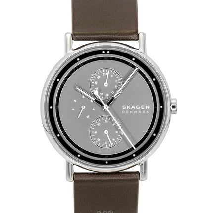 Skagen Signatur læderrem multifunktion grå urskive kvarts SKW6941 herreur