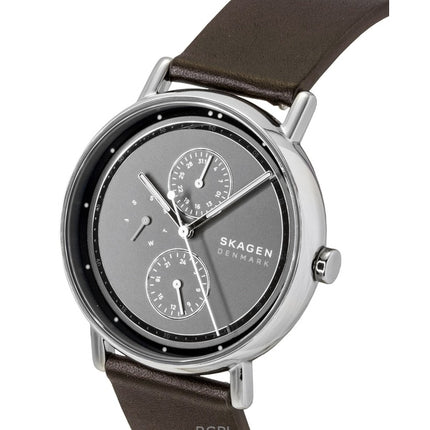 Skagen Signatur læderrem multifunktion grå urskive kvarts SKW6941 herreur
