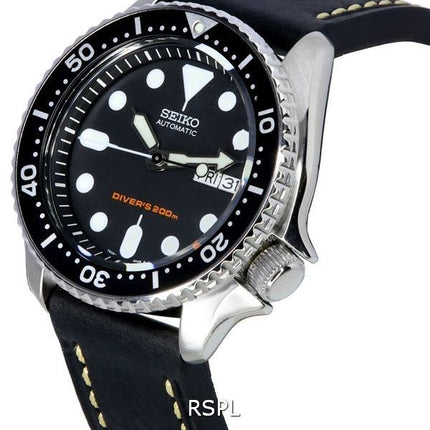 Seiko Automatic Divers Black Leather SKX007K1-LS2 200M Mens Watch