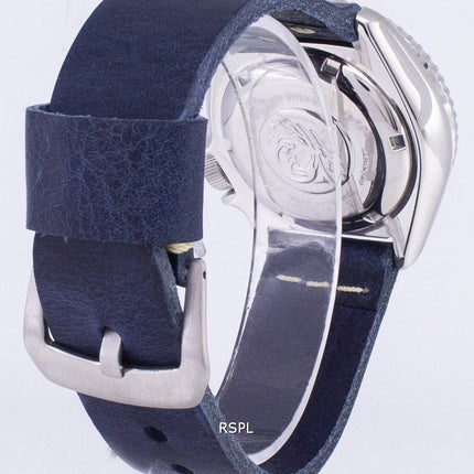 Seiko automatiske SKX009J1-LS15 dykkerens 200M mørk blå læder rem Herreur