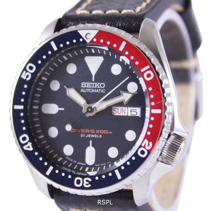 Seiko Automatic Divers Ratio Black Leather SKX009J1-LS2 200M Mens Watch