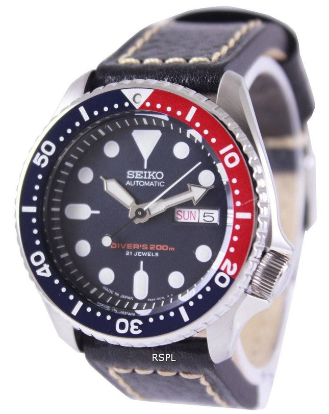Seiko Automatic Divers Ratio Black Leather SKX009J1-LS2 200M Mens Watch