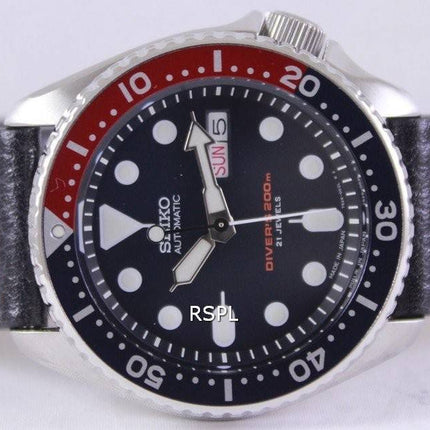Seiko Automatic Divers Ratio Black Leather SKX009J1-LS2 200M Mens Watch